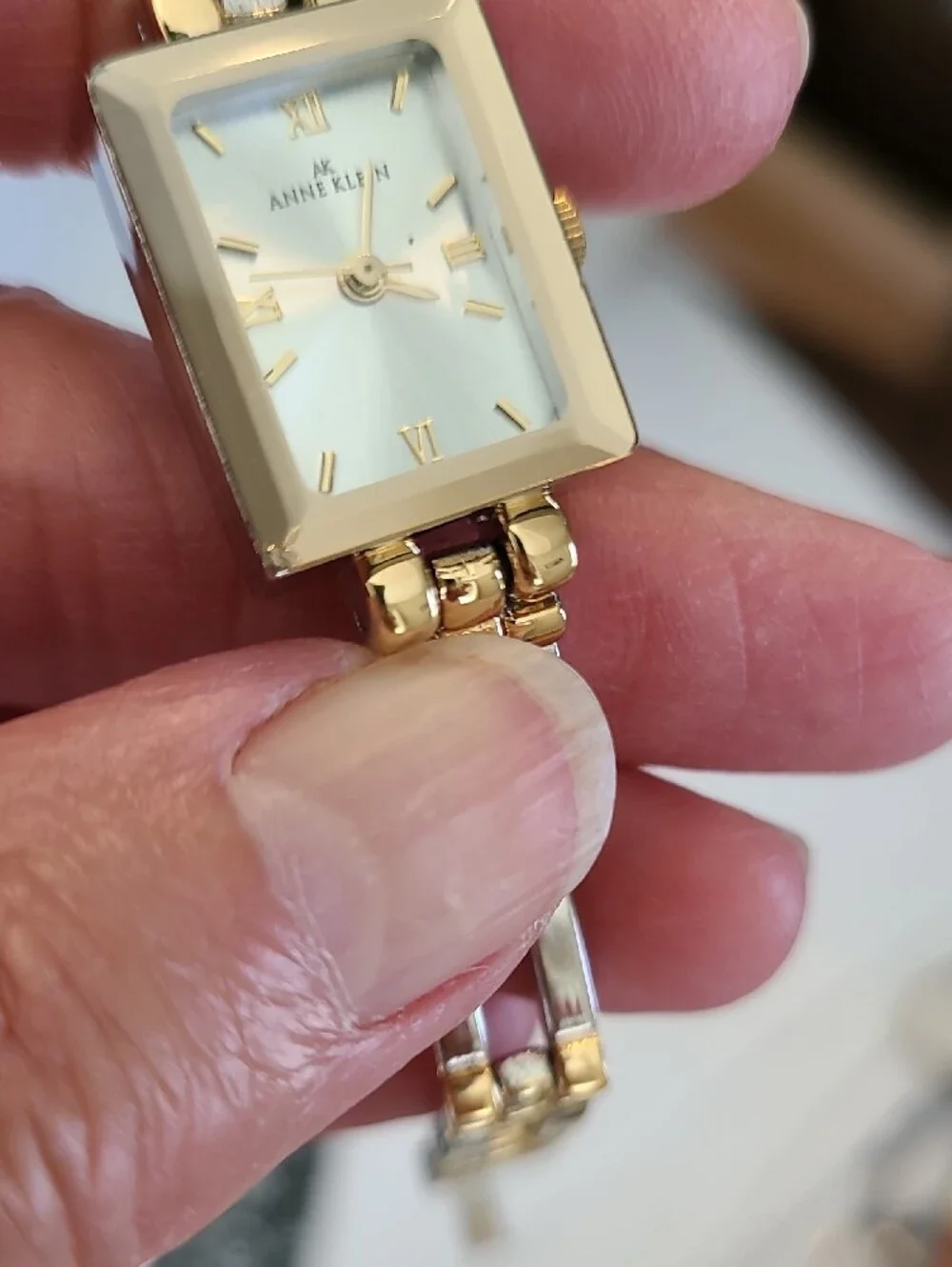 Anne Klein Two-Tone Gold and Silver Rectangular Bracelet Watch